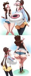 2girls ass ass_bigger_than_head ass_bigger_than_torso ass_comparison ass_envy ass_focus ass_vs_breasts backboob baseball_cap black_pantyhose blue_eyes booty_shorts bottomwear breast_envy breasts breasts_bigger_than_head breasts_bigger_than_torso breasts_comparison breasts_focus brown_hair butt_crack clothed clothing donut_hair_bun double_bun dumptruck_ass female female_only game_freak hair_bun headwear highres hilda_(pokemon) hips huge_ass huge_breasts looking_away matsumaruyama open_mouth pokemon pokemon_bw pokemon_bw2 ponytail raglan_sleeves revealing_clothes ripped_shorts rosa_(pokemon) shirt shocked shocked_expression shorts sideass sidelocks smile standing tank_top taut_clothes taut_shirt thighs tight_clothing twintails visor_cap walking white_tank_top wide_hips yellow_shorts