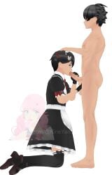 abs blowjob budo_masuta gay kirieyansim looking_down maid male male_only nude nude_male penis sucking_penis taro_yamada yandere_simulator