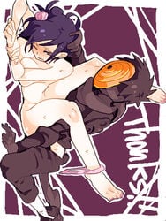 black_hair blush chikuri clenched_teeth clothed_male_nude_female clothed_sex female flower gloves hair_flower hair_ornament human konan legs_up male mask naruto nude panties panties_around_leg pink_panties purple_hair rape sex straight sweat tobi uchiha_obito wince wink