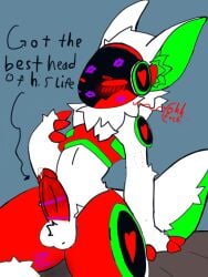 anthro balls bite bite_mark bodily_fluids body_writing erection genital_fluids genitals hi_res humanoid_genitalia humanoid_penis jackson_(jacksontheprotomusic) kiss_mark lipstick lipstick_on_face lipstick_on_penis lipstick_ring looking_pleasured machine makeup male male_focus male_only markings penis precum protogen solo unknown_artist