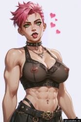 ai_generated arcane arcane_vi league_of_legends lingerie lizziehot_ai overwatch tongue_out vi zarya