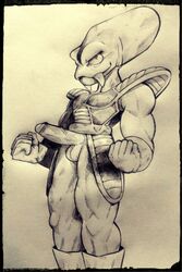 alien armor balls big_penis boots bottomless clothing darkluxia dragon_ball dragon_ball_z fangs flexing footwear male male_only muscular muscular_male orlen penis solo topwear topwear_only traditional_art traditional_media_(artwork)