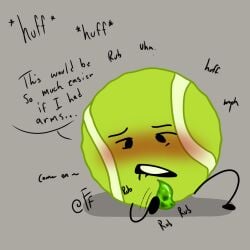 1boy 2d_(artwork) battle_for_dream_island bfb bfdi blush blush boner cock digital_drawing_(artwork) erection fizzyfox_(artist) footjob frustrated gay jerkingoff male_only masturbating masturbation object_shows penis tennis_ball_(bfdi) tpot