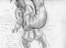 begging big_teeth bigbadbear bottomwear clothing dialogue forced glurk humanoid humanoid_pred male moan mouth_closed orc rear_view sharp_teeth shorts simple_background size_difference slush_(sound_effect) solo speech_bubble standing tail tail_bulge tail_fetish tail_play tail_vore talking_to_pred teeth thought_bubble unwilling_prey vore white_background willing_pred