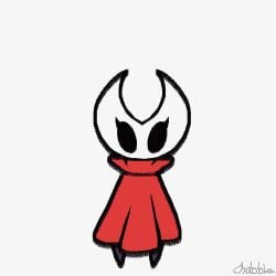 1:1 2025 2_horns animated areola arthropod artist_name big_breasts biped black_areola black_body black_breasts black_eyes black_nipples breasts chabble cloak clothing english_text exclamation_point eyelashes female hand_on_hip hollow_knight horn hornet_(hollow_knight) low_res nipples raised_arms red_cloak red_clothing short_playtime solo standing team_cherry text white_head wide_hips