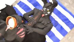 3d anthro arm_tattoo armada_(artist) beach_towel big_penis bodily_fluids canid canid_demon canine canis chest_scar cum cum_on_face demon digital_media_(artwork) duo evan_(juicyducksfm) eye_scar facial_scar garry's_mod genital_fluids genitals hand_on_belly hand_on_penis hellhound hellhound_(petruz) hi_res juicyducksfm lagomorph leporid licking long_penis lying male male/male mammal mythological_canine mythological_creature mythology on_back on_top oral penile penis penis_lick poolside rabbit rabbit_(petruz) scar sex tattoo tongue towel victor_(armada) wolf wolf_(petruz) yellow_eyes