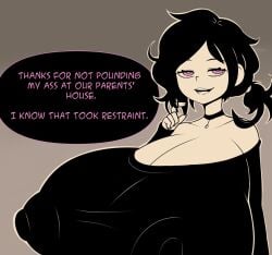 1girls artist_request black_hair female huge_breasts pink_eyes tagme the_coffin_of_andy_and_leyley