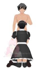 abs blowjob budo_masuta gay kirieyansim looking_down maid male male_only nude nude_male penis sucking_penis taro_yamada yandere_simulator