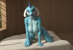 ai_generated anthro anthropomorphic beautiful bedroom big_breasts breasts breeding_request cum cum_on_breasts curved_horns draconic draconic_humanoid dragon dragon_girl ember female furry furry_only in_heat inviting_to_sex looking_at_viewer mlp_g4 my_little_pony orange_eyes princess_ember_(mlp) scales scalie scalie_female scalie_only seductive seductive_look seductive_smile sexy sexy_body sexy_pose teal_scales teal_skin tits_out wet_pussy