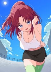 1girls arched_back bare_arms bare_shoulders bare_thighs bbw bent_over big_breasts bimbo blue_eyes blush busty cleavage clothed clothing crop_top cute female female_focus female_only flay_allster front_view green_legwear green_thighhighs gundam gundam_seed hi_res high_resolution highres kamuraaa_615 large_breasts legwear light-skinned_female light_skin looking_at_viewer miniskirt mobile_suit_gundam open_mouth pale-skinned_female pale_skin pinup ponytail red_hair short_skirt skimpy skimpy_clothes skirt solo solo_female solo_focus thick_thighs thighhighs thighs tied_hair very_high_resolution wholesome