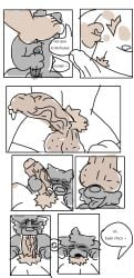 anthro balls big_balls big_penis canid canine canis dirty_talk domestic_dog duo erection feet fellatio foot_fetish genitals male male/male mammal masturbatio oral penile penis procyonid pubes raccoon saggy_balls sex submissive submissive_male vein veiny_penis