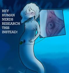 antarctica anus bodily_fluids closed_eyes cryptid female fin furry genital_fluids genitals hair hi_res macro ningen ningen_(cryptid) pussy submarine tail tail_fin teruni-inamor text tongue tongue_out underwater vaginal_fluids vehicle water watercraft white_body white_hair white_skin