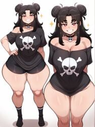 1female 1girls absurd_res absurd_resolution absurdres ai_generated big_breasts black_hair blush blush blush_lines blushing_at_viewer breasts curvy curvy_body curvy_female curvy_figure curvy_hips el_memc female female_focus female_only hourglass_figure hourglass_figured_female huge_breasts large_breasts light-skinned_female light_skin long_hair looking_at_viewer memch0 only_female perfect_body red_eyes shiny shiny_body shiny_skin smile smiling teeth teeth_showing teeth_visible thick_thighs thighs thighs_bigger_than_head voluptuous voluptuous_body voluptuous_female