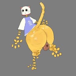 absurd_res animal_humanoid ass balls big_butt coin coin_purse dream_bbq ena:_dream_bbq ena_(series) felid felid_humanoid genitals hi_res humanoid kane_(ena) looking_at_viewer looking_back magic male mammal mammal_humanoid rasetaa shaded simple_background simple_shading smile smiling_at_viewer solo