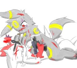 blood eeveelution fur furry_ears furry_tail generation_2_pokemon generation_3_pokemon gun knife male_only nintendo pokemon pokemon_(species) pvt._keron ranged_weapon tail umbreon weapon what zangoose