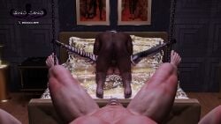 3d blender chained chastity chastity_cage chastity_device cuckold cuckold_pov dark-skinned_male dark_skin dominatrix dominatrix_outfit earrings evelynn gino_cano_(artist) hanging_from_ceiling high_heels huge_ass huge_breasts interracial interracial_sex k/da_all_out_evelynn k/da_all_out_series k/da_series league_of_legends looking_at_viewer male muscular muscular_male pov queen_of_spades riot_games servant sex slave spade_tattoo stockings submissive_pov tagme throne tray whip whip_marks white_hair wine yellow_eyes