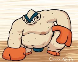 belly bodily_fluids bulge charmcharmcharm clothing detailed_bulge generation_3_pokemon gloves handwear hariyama humanoid inverted_nipples male moobs navel nintendo nipples overweight pokemon pokemon_(species) solo sumo sumo_wrestler sweat