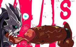 body_hair bone dark-skinned_male drowsy duo foreskin foreskin_play genitals glory_hole heart_symbol hi_res human humanoid kaiju_no._8 kaiju_no_8 logan_sato long_tongue male male/male mammal mask musk musk_clouds penis skull skull_mask tongue woozy