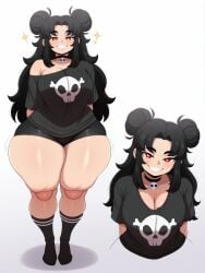 1female 1girls absurd_res absurd_resolution absurdres ai_generated big_breasts black_hair breasts curvy curvy_body curvy_female curvy_figure curvy_hips el_memc female female_focus female_only hourglass_figure hourglass_figured_female huge_breasts large_breasts light-skinned_female light_skin long_hair looking_at_viewer memch0 only_female perfect_body red_eyes smile smiling smiling_at_viewer teeth teeth_showing teeth_visible thick thick_thighs thighs thighs_bigger_than_head voluptuous voluptuous_body voluptuous_female