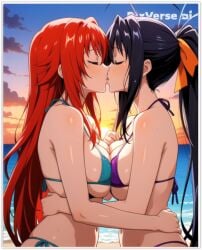 2girls ai_generated akeno_himejima female high_school_dxd lesbian_couple lesbian_domination lesbian_focus lesbian_kiss lesbian_sex rias_gremory yuri