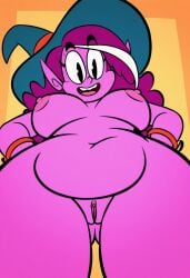 ai_generated belly breasts cartoon_network chubby chubby_female civitai female looking_at_viewer looking_down mighty_magiswords nipples solo tagme vagina witch witch_hat witchy_simone worm's-eye_view