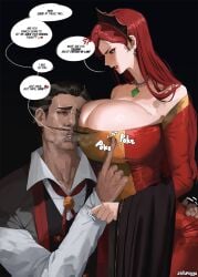 big_breastsmodesperate dress father-in-law_and_daughter-in-law father_and_daughter father_in_law hair_ornament hilda_boreas_greyrat holding_breast huge_breasts incest lactating lactation large_breasts long_hair milf mommy mushoku_tensei mushoku_tensei:_isekai_ittara_honki_dasu netorare ntr pathetic_male poking_breasts red_hair sexual_harassment tight_clothing tight_fit zafuroggu