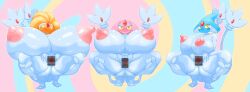 alternate_version_available anthro areolae azelf breasts censored_pussy large_areolae large_breasts mesprit nipples omenyanozero pokemon pokemon_(species) spread_pussy squatting uxie