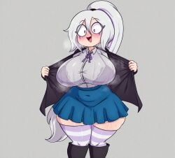 big_ass big_breasts blush boots bra chubby clothed clothing fat_ass fhs fhsz3r0 fnafhs fnafhs_z3ro fnafhsrule34 fnafhsxxx happy heavy_breathing huge_breasts mai_(fnafhs) see-through_clothing smile steaming_body stockings stripped_socks sweat sweaty_body thick_ass thick_thighs white_hair white_skin wide_hips