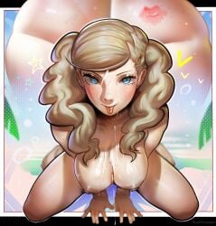 ann_takamaki cum cum_on_breasts cum_on_face fluffydango persona persona_5