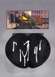 black_skin cum_on_ass photo_on_wall stuck_in_wall