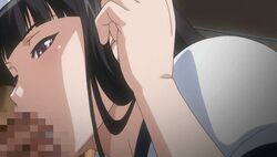 animated black_hair byakudan_midori censored fellatio hair kanojo_x_kanojo_x_kanojo lowres oral purple_eyes