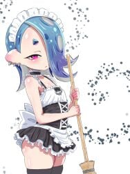 1girls 2d_(artwork) broom deep_cut_(splatoon) digital_drawing_(artwork) digital_media_(artwork) female female_focus female_only looking_at_viewer maid maid_headdress maid_outfit maid_uniform nintendo octoling shiver_(splatoon) shiver_hohojiro splatoon splatoon_(series) splatoon_3 sweeping t2ukmyjm thick_thighs white_background