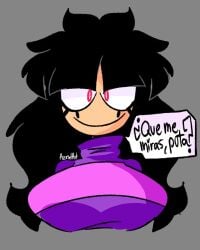 1girls big_breasts bust_portrait dialogue female female_focus female_only meme needlemouse_(series) sarah_henderson_(needlemouse) spanish_dialogue spanish_text tagme