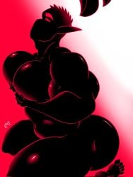 bara beefy_demon_acc big_ass big_pecs demon ethan_(beefy_demon_acc) gay grabbing_pecs male muscular muscular_arms muscular_male on_knees