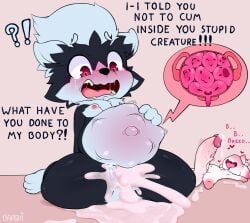 absurd_res after_sex after_vaginal alien anime_style anthro baashi belly belly_expansion blush bodily_fluids canid canine cum cum_inside dirty_talk duo english_text excessive_cum expansion female flat_colors genital_fluids goo_creature hi_res hybrid hyper impregnation inflation internal_view lots_of_cum male male/female mammal miziu_(baashi) mythological_canine mythological_creature mythology navel nipples saliva shocked slime_monster small_breasts spread_legs spreading tears text unconscious uterus werecanid werecanine werecreature werewolf wolf x-ray young