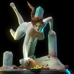 1girls 3d 3d_print blender digital_art explorer fanart female hunter lara_croft nude pinup render sculpture solo swimming tomb_raider torrida treasure underwater zbrush