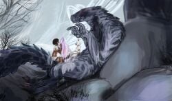 absurd_res anthro big_penis bodily_fluids capcom claws clothed clothed_female clothing cum cum_drip cum_on_face cum_on_penis dripping ears_up ebony_odogaron felid feline felis felyne female female_on_top feral genital_fluids genitals group hand_on_penis hecreat hi_res human human_on_feral interspecies lynian male male/female mammal milk monster_hunter nude_male on_top palico penis size_difference tagme tail teeth trio zoophilia