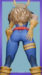 3d ass ass_focus ass_grab blender blonde_female blonde_hair blonde_hair_female blue_background fat_ass female female_only grabbing grabbing_ass grabbing_own_ass light-skinned_female light_skin long_hair magik_(illyana_rasputin) magik_(marvel_rivals) magik_(retro_x-uniform) marvel marvel_comics marvel_rivals nice_ass solo solo_female tight_clothes tight_clothing