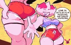 1female 1girls 2025 2d 2d_(artwork) ass ass_focus big_ass big_butt big_thighs booty_shorts brazilian brazilian_female breasts bunny_ears bunny_girl cameltoe clothed clothing dialogue ditchu ditchu_(oc) english english_dialogue english_text female gym gym_clothes gym_clothing gym_shorts heart_symbol humanoid_penis male original original_character penis pink_body pixel_art pussy rabbit reaching_out reaching_towards_viewer shorts solo solo_female sports_bra sportswear sweatdrop sweating sweaty_butt talking_to_viewer text thick_ass thick_butt thick_thighs tight_clothing