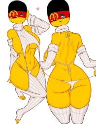1female 1girl 1girls ass breasts countryhumans countryhumans_girl east_germany_(countryhumans) edit female female_focus female_only flawsystyle looking_at_viewer looking_back looking_back_at_viewer non_nude tagme undressing virgin_destroyer_sweater virgin_killer_sweater
