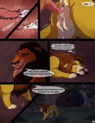 anal anal_sex animal_genitalia anus balls bodily_fluids cum cum_drip cum_in_ass cum_inside dialogue disney dominant dominant_male dripping duo fan_character felid feral gaping gaping_anus genital_fluids genitals hi_res internal internal_anal lion malaika4 male male/male mammal pantherine penetration penis scar_(the_lion_king) shaking sheath speech_bubble the_lion_king venvatio zilvus