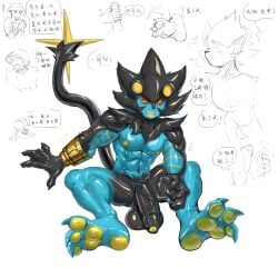 2025 3_toes 5_fingers abs absurd_res after_transformation all_fours anthro athletic athletic_human athletic_male balls biceps big_balls big_feet big_muscles big_penis black_body black_claws blue_body blue_claws bnanananana bodily_fluids calf_muscles cheek_tuft chinese_description chinese_text claws close-up clothing curled_fingers cursed_object cutaway deltoids dialogue drooling erection facial_tuft feet finger_claws fingers forearm_muscles foreskin generation_4_pokemon genitals glistening glistening_body growth half-erect hand_on_penis hat headgear headwear hi_res huge_balls huge_cock human human_to_anthro humanoid_genitalia humanoid_penis hunched_over imminent_transformation latex latex_body latex_creature latex_transformation line_art living_latex long_tail luxray male mammal mane markings mid_transformation multicolored_penis muscle_growth muscular muscular_anthro muscular_male narrowed_eyes navel neck_tuft nintendo nipples nude open_mouth pawpads paws pecs penis penis_grab plantigrade pokemon pokemon_(species) pupils quads question_mark red_nose red_sclera saggy_balls saliva serratus shaded sharp_teeth shirt simple_background sitting slit_pupils smaller_version_at_source snout solo species_transformation speech_bubble spread_legs spreading striped_arms striped_markings stripes tail tail_tuft teeth text thick_limbs thick_penis toe_claws toes tongue topwear traditional_media_(artwork) transformation translation_request triceps tuft vein veiny_penis wet white_background wide_eyed wristwear yellow_eyes yellow_markings yellow_nipples yellow_pawpads yellow_stripes yellow_tail_tuft yellow_tongue