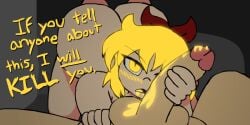 ass blush couch glowing_eyes glowing_hair glowing_saliva nude_female original_character penis princess_janet_lightcaller saliva saliva_on_penis shadowjanetnsfw text