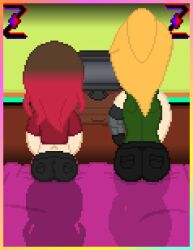 alisha alisha_ahsila bete_noire betty_noire brown_hair glitchtale long_hair pixel pixel_(artwork) pixel_art red_hair short_hair tv yellow_hair z!betty zixy