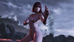 cute fighting nude posing raining red_hair reina_mishima tekken