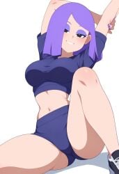 ai_generated at background breasts clothed clothing duolingo emo female fingernails focus fully girl hair hips human light light-skinned lily_(duolingo) looking medium only purple skin slim small smartphone solo teasing thin viewer waist white wide