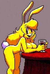 ai_generated blush female furry jazz_jackrabbit_(series) lori_jackrabbit pixel_art self_upload