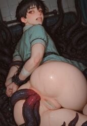 ai_generated anal anal_sex anal_sex anal_tentacle bandage_on_pussy bandaid_on_pussy black_hair body_invasion covered_pussy cuntboy cuntboy_only cuntboysub helpless human intersex monster_rape pussy red_eyes restrained restrained_arms restrained_by_tentacles tentacle tentacle_in_anus tentacle_in_ass tentacle_rape tentacle_sex