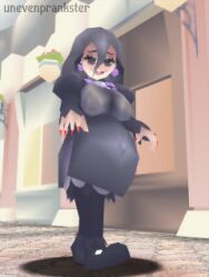 1girls 3d :) alternate_version_available areola areolae areolae_peeking areolae_visible_through_clothing arms_up bangs bangs_between_eyes belly_button big_breasts black_hair boots breasts clothed clothes clothing dress earrings eyes_half_open female game_freak goth goth_girl hex_maniac hex_maniac_(pokemon_legends:_z-a) huge_breasts large_breasts leggings light-skinned_female light_skin long_hair looking_at_viewer low_poly mature mature_female mature_woman milf navel navel_outline navel_poke navel_visible_through_clothes nintendo open_mouth outdoors painted_fingernails painted_nails pokemon pokemon_legends:_z-a pregnant public purple_eyes red_fingernails red_nails seductive_eyes seductive_smile see-through see-through_clothing see-through_shirt see-through_top smile smiling solo steamy steamy_breath unevenprankster walking