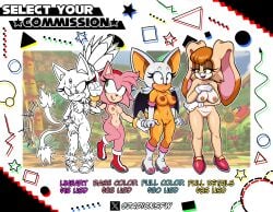 accessory amy_rose anthro areola arm_under_breasts bat bat_wings big_breasts big_ears black_nose black_wings blaze_the_cat blue_eyes blush blush_lines bodily_fluids boots bracelet breasts brown_areola brown_eyes brown_nipples clothing covering covering_breasts covering_crotch dipstick_ears dipstick_tail domestic_cat ear_markings embarrassed eulipotyphlan felid feline felis female flat_chested floppy_ears footwear forehead_gem front_view fur gem gloves green_eyes group hair_accessory hairband hand_on_chest handwear head_tuft hedgehog hi_res jewelry lagomorph leporid long_ears lop_ears mammal markings mature_female membrane_(anatomy) membranous_wings multicolored_ears navel nipples nude open_mouth open_smile orange_body orange_fur pink_areola pink_body pink_clothing pink_footwear pink_fur pink_nipples pink_shoes rabbit red_clothing red_footwear red_shoes rouge_the_bat sega shoes smile sonic_(series) sonic_the_hedgehog_(series) sweat sweatdrop tail tail_markings tan_body tan_fur text thick_thighs tongue tongue_out tuft vanilla_the_rabbit white_body white_boots white_clothing white_footwear white_fur white_gloves white_handwear wide_eyed wide_hips wings zadicnsfw